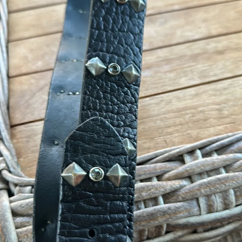 Black Leather Studded Belt 38